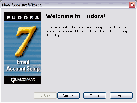 Eudora 7 Windows - Welome Screen