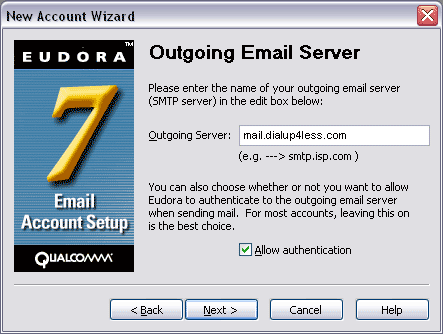 Eudora 7 Windows - Outgoing mail server