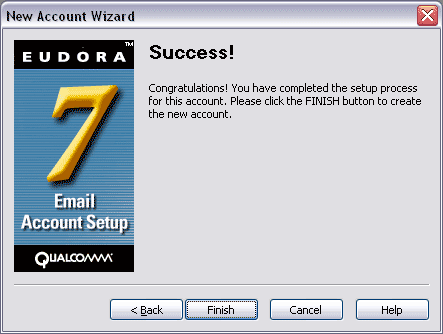 Eudora 7 Windows - Success Screen