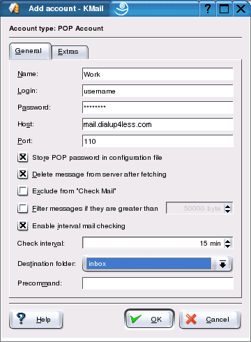 Eleventh configuration screen for Kmail for Linux