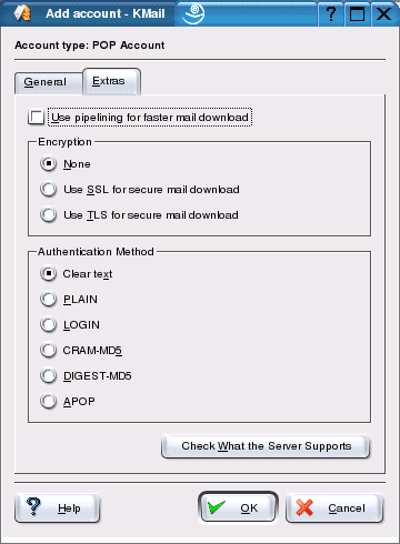 Twelfth configuration screen for Kmail for Linux