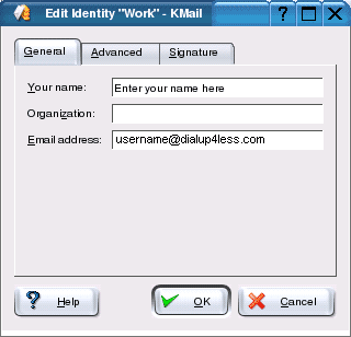 Fourth configuration screen for Kmail for Linux