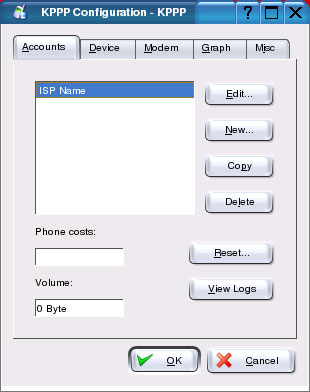 Setup For Linux KDE KPPP - ISP Information