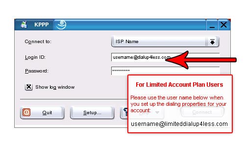 Setup For Linux KDE KPPP - Set email address according to the type of account you have
