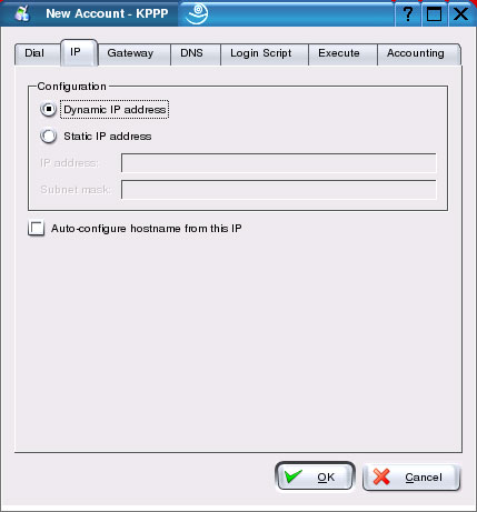 Setup For Linux KDE KPPP - Dynamic IP address