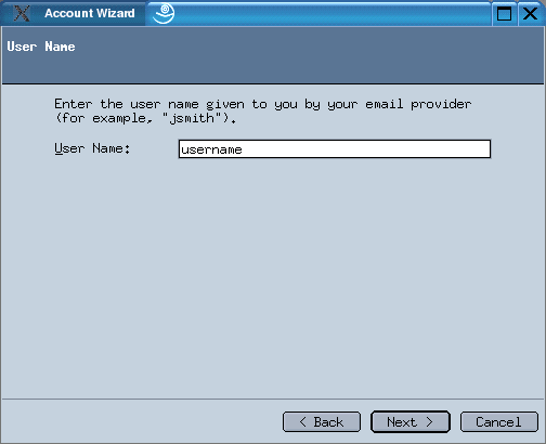 Setting Up Mozilla Email For Linux - Enter Username