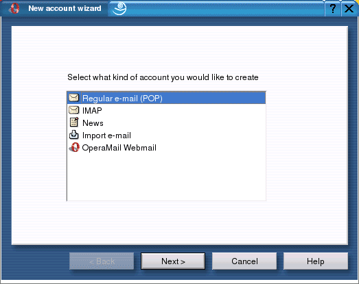 Email Setup Instructions For Opera 7.5 for Linux - New Account Type