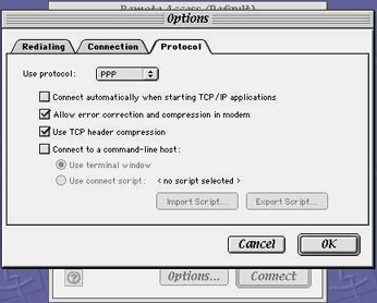 Mac OS 8/9 Dial-Up Internet Setup - More protocol settings
