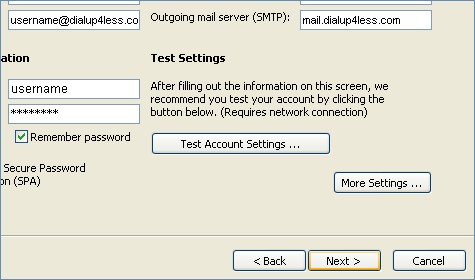 Outlook 2003 Email Setup - Test settings