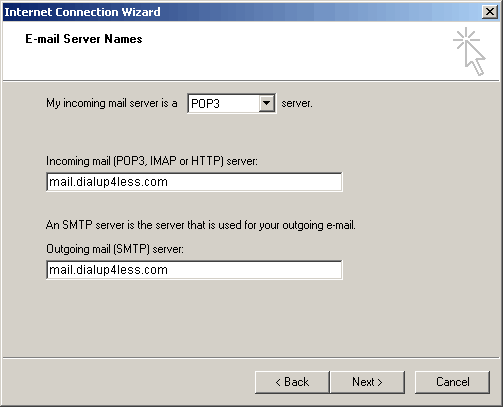 Outlook Express Email Setup - Email Server Names