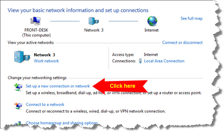 Windows 7 Dial-Up Internet Setup Instructions - Set up a new connection of network