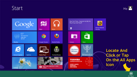 Windows 8 Dial-Up Internet Setup Instructions - Start Screen
