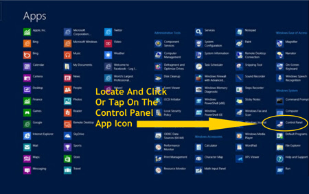 Windows 8 Dial-Up Internet Setup Instructions - Apps Screen