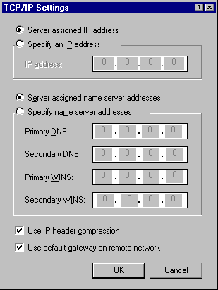 Windows 95 Set-up - IP Settings