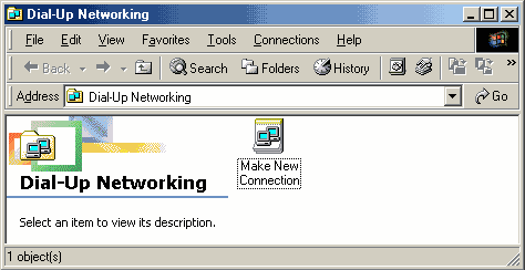 Dial up networking screen